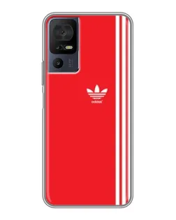 Чехол для TCL 40 SE с картинкой «Красный минимализм Adidas»