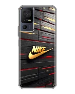 Чехол для TCL 40 SE с картинкой «Золотой Nike на металле»