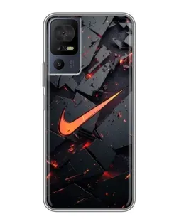 Чехол для TCL 40 SE с картинкой «Nike — эффект разломов»