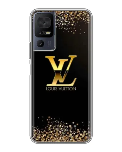 Чехол для TCL 40 SE с картинкой «LV — золотые искры»