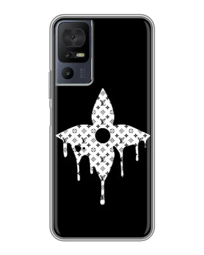 Чехол для TCL 40 SE с картинкой «Цветочная монограмма»