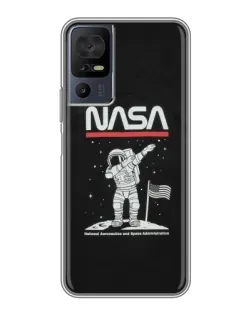 Чехол для TCL 40 SE с картинкой «NASA — шагаем по Луне»