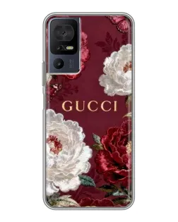 Чохол для TCL 40 SE з картинкою «Gucci — бордові троянди»