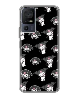 Чехол для TCL 40 SE с картинкой «Черный паттерн Kuromi»