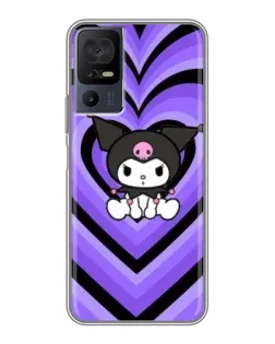 Чехол для TCL 40 SE с картинкой «Kuromi и фиолетовые сердца»