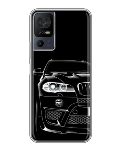 Чехол для TCL 40 SE с картинкой «Темный силуэт BMW»