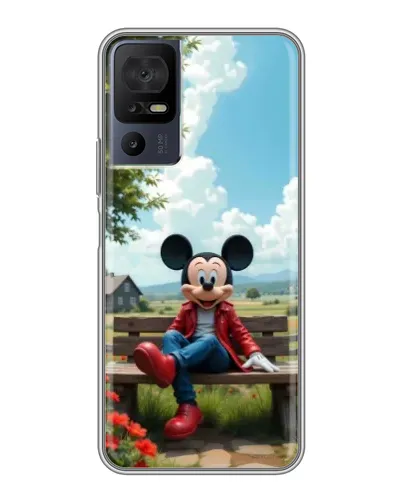 Чехол для TCL 40 SE с картинкой «Микки на скамейке»