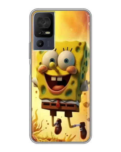 Чехол для TCL 40 SE с картинкой «Губка Боб прыгает»