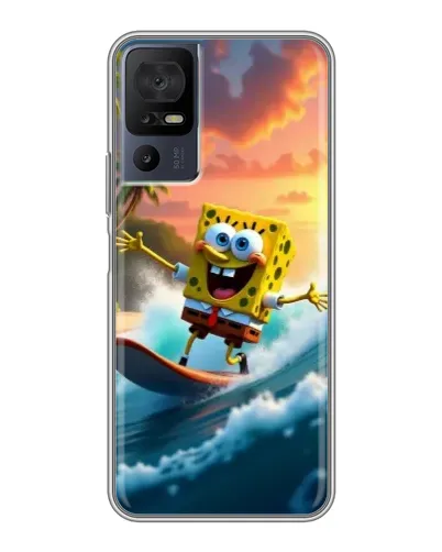 Чехол для TCL 40 SE с картинкой «Губка Боб серфингист»