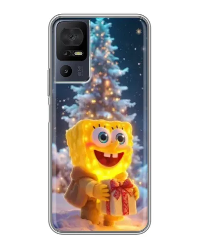 Чехол для TCL 40 SE с картинкой «Рождественский Спанч Боб»