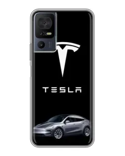 Чехол для TCL 40 SE с картинкой «Tesla Model Y»