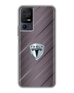 Чехол для TCL 40 SE с картинкой «Металлическая текстура Tesla»