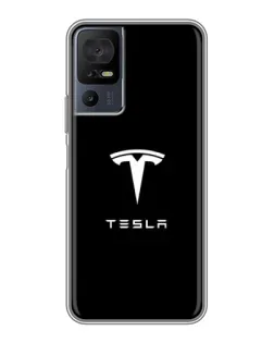 Чехол для TCL 40 SE с картинкой «Tesla White Logo»