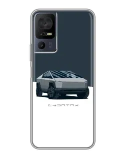 Чехол для TCL 40 SE с картинкой «Серебристый Cybertruck Tesla»