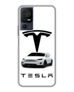 Чехол для TCL 40 SE с картинкой «Tesla White Style»