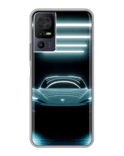Чехол для TCL 40 SE с картинкой «Tesla в неоне»