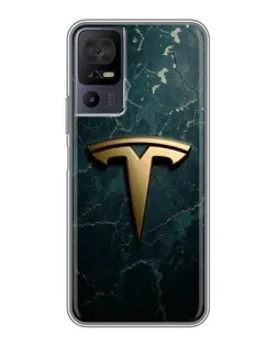 Чехол для TCL 40 SE с картинкой «Мраморная Tesla Gold»
