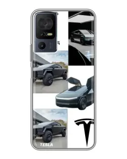 Чехол для TCL 40 SE с картинкой «Коллаж Cybertruck Tesla»