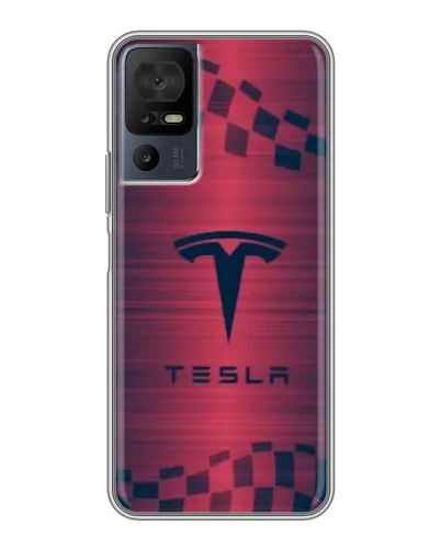 Чехол для TCL 40 SE с картинкой «Тесла красный карбон» Чехол для TCL 40 SE с картинкой «Тесла красный карбон»