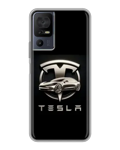 Чехол для TCL 40 SE с картинкой «Tesla — серебристое авто» Чехол для TCL 40 SE с картинкой «Tesla — серебристое авто»