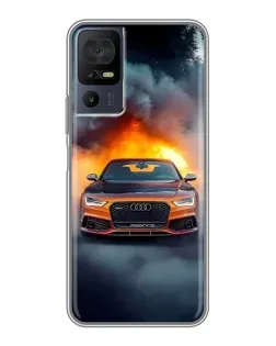 Чехол для TCL 40 SE с картинкой «Audi в огненном дыму»