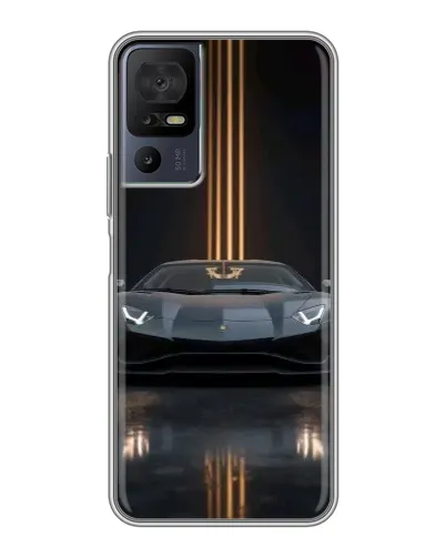 Чехол для TCL 40 SE с картинкой «Lamborghini золотые линии»