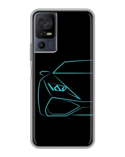 Чехол для TCL 40 SE с картинкой «Голубой силуэт Lamborghini»