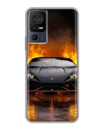 Чехол для TCL 40 SE с картинкой «Lamborghini в огне»