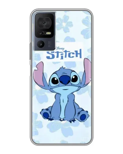 Чехол для TCL 40 SE с картинкой «Stitch среди цветов»