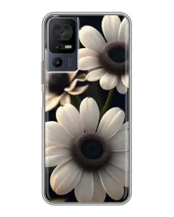 Чехол для TCL 40 SE с картинкой «Белые маргаритки макро»