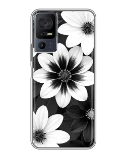 Чехол для TCL 40 SE с картинкой «Монохромные астры»