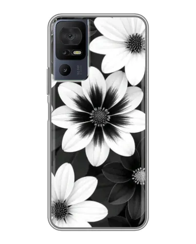 Чехол для TCL 40 SE с картинкой «Монохромные астры» Чехол для TCL 40 SE с картинкой «Монохромные астры»