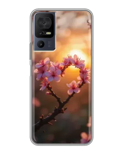 Чехол для TCL 40 SE с картинкой «Розовый цвет сердце на фоне заката» Чехол для TCL 40 SE с картинкой «Розовый цвет сердце на фоне заката»