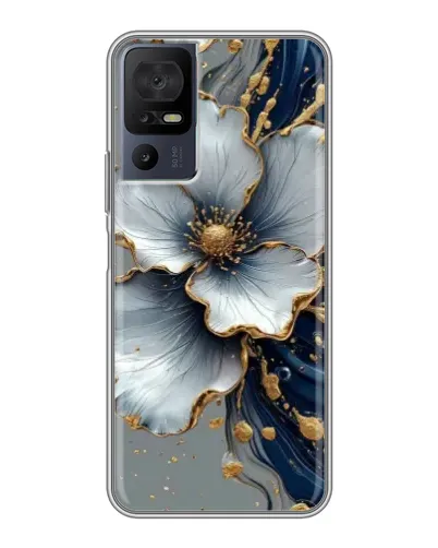 Чехол для TCL 40 SE с картинкой «Белый цветок и золотой флюид» Чехол для TCL 40 SE с картинкой «Белый цветок и золотой флюид»