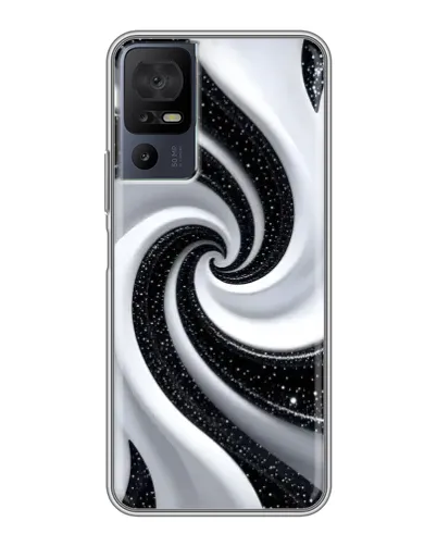 Чехол для TCL 40 SE с картинкой «Черно-белая спираль»