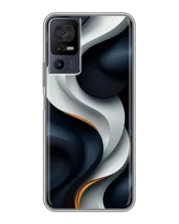 Чехол для TCL 40 SE с картинкой «Объемные черно-белые ленты» Чехол для TCL 40 SE с картинкой «Объемные черно-белые ленты»