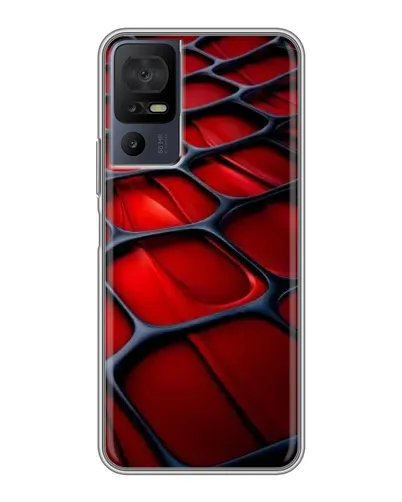 Чехол для TCL 40 SE с картинкой «Красная глянцевая сетка»