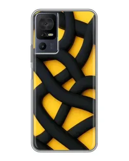 Чехол для TCL 40 SE с картинкой «Черное желтое переплетение» Чехол для TCL 40 SE с картинкой «Черное желтое переплетение»