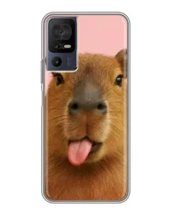 Чехол для TCL 40 SE с картинкой «Капибара с языком»