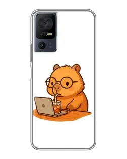 Чехол для TCL 40 SE с картинкой «Капибара с ноутбуком»