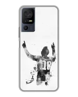 Чехол для TCL 40 SE с картинкой «Черно-белый силуэт Месси» Чехол для TCL 40 SE с картинкой «Черно-белый силуэт Месси»