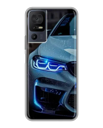 Чехол для TCL 50 5G с картинкой «Взгляд BMW с синими фарами»