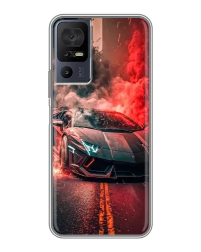 Чехол для TCL 50 5G с картинкой «Lamborghini красный дым»