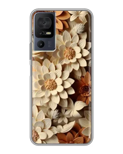 Чехол для TCL 50 5G с картинкой «Бежевый флористический декор»