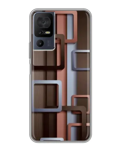 Чехол для TCL 50 5G с картинкой «Коричневые объемные квадраты»