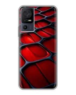 Чехол для TCL 50 5G с картинкой «Красная глянцевая сетка»