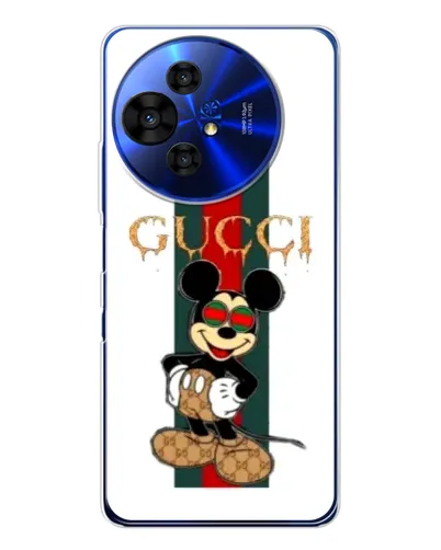 Чехол для TCL 50 NxtPaper с картинкой «Микки Маус Gucci — полосы»