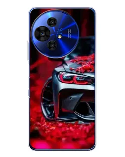 Чехол для TCL 50 NxtPaper с картинкой «Спортивная BMW и цветы»
