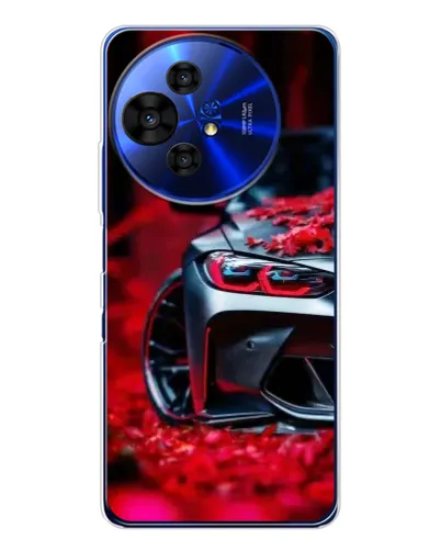 Чехол для TCL 50 NxtPaper с картинкой «Спортивная BMW и цветы»