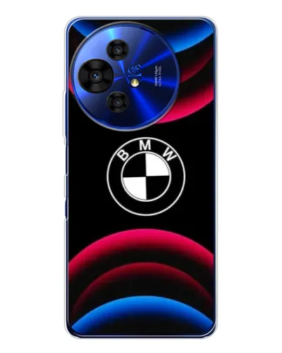 Чехол для TCL 50 NxtPaper с картинкой «Логотип BMW и неоновые дуги»
